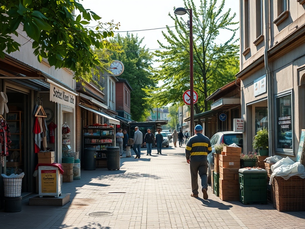 Mapa Stoczka Łukowskiego z ikonami symbolizującymi Fundusze Europejskie i projekty rozwojowe
