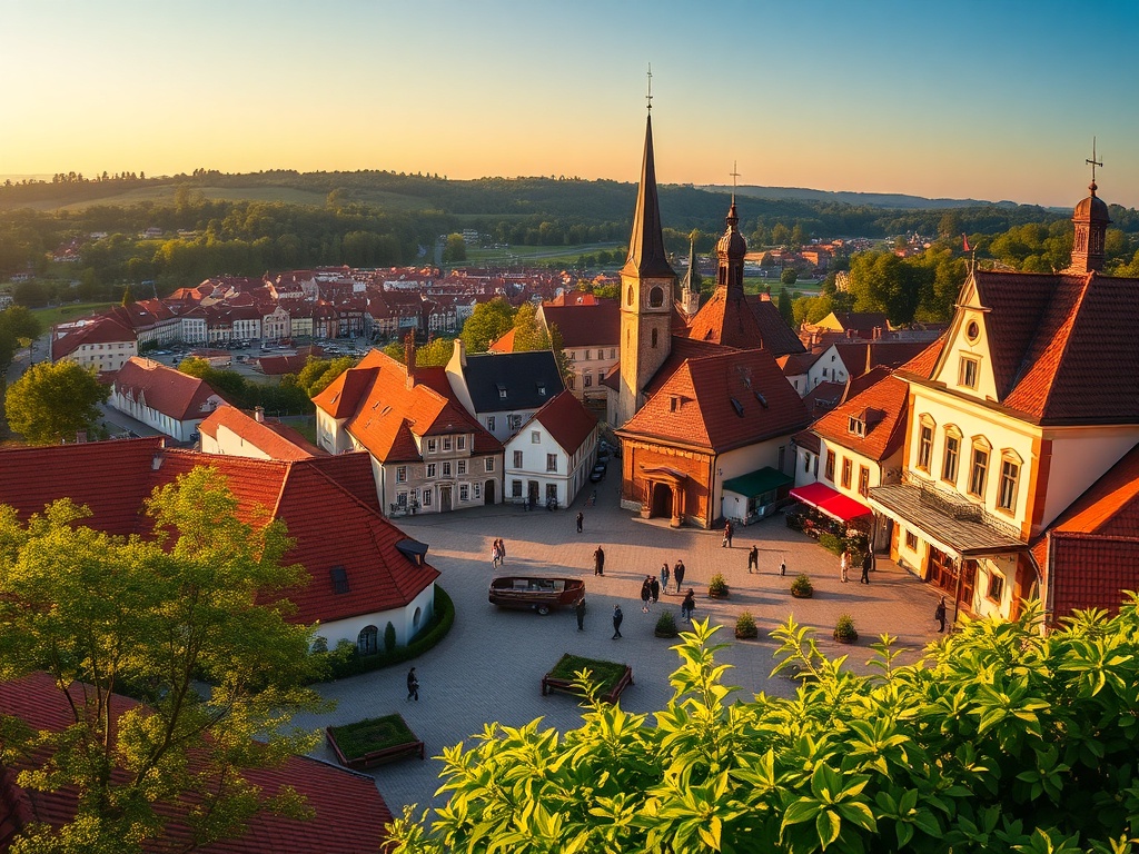 Malowniczy krajobraz z elementami architektury Stoczków Łukowskich i okolic.
