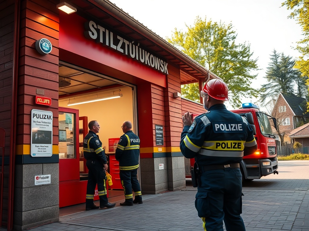 Strażacy w akcji i uczniowie podczas uroczystości w Stoczku Łukowskim