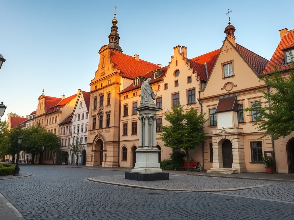 Panorama Stoczka Łukowskiego z widoczną zabudową miejską i elementami historycznymi