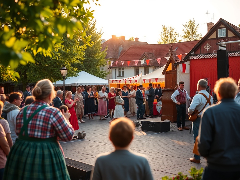 Majówka w Stoczku Łukowskim - zdjęcie przedstawiające zielone tereny i mieszkańców cieszących się wiosennym dniem.